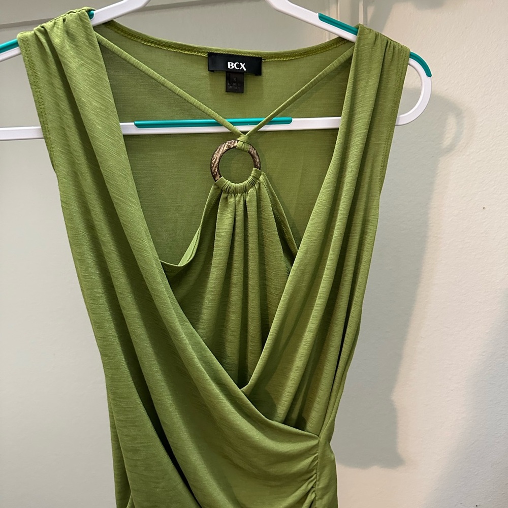 BCX Lime Green Dress with Ring Accent